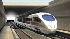 3D-visualisering af tog i tunnel