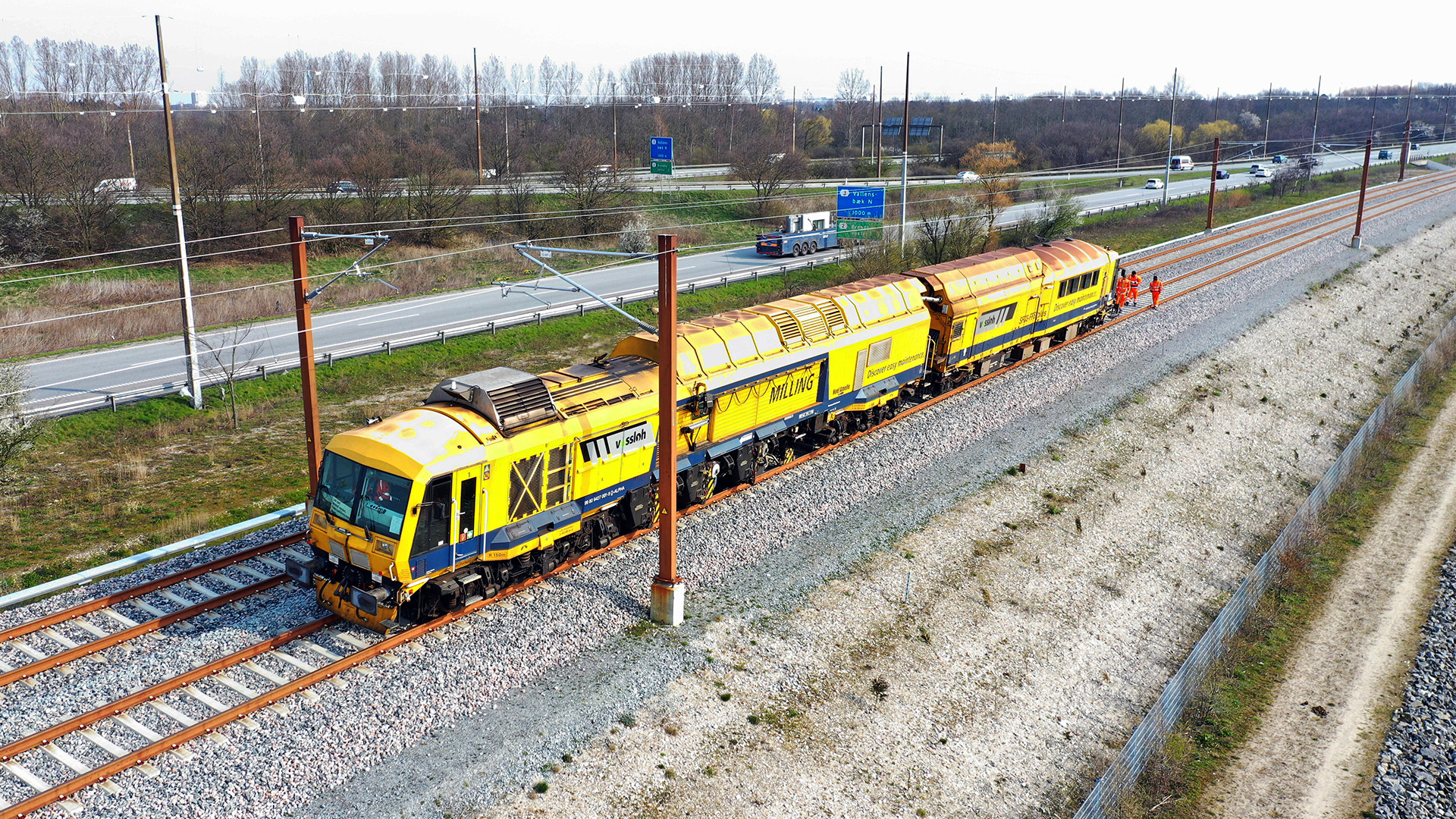 Skinnefræser fotograferet med drone ved Vallensbæk Sø.