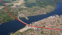 Luftfoto med linjeføring
