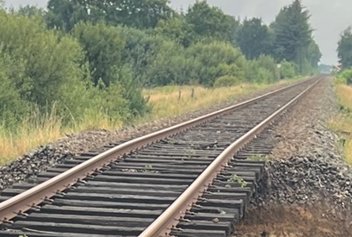 Strækning ved Kibæk, som blev beskadiget af store mængder vand