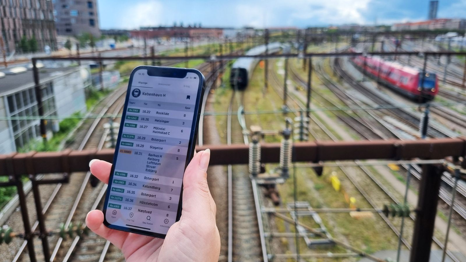 MitTog-app på mobiltelefon