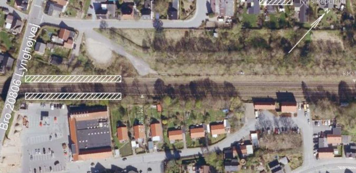 Dronebillede af området, hvor Stilling Station skal placeres.