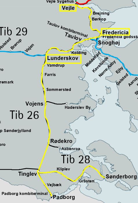 Dette billede viser, hvilke stationer og strækninger den lokale planlægger i Sydøstjylland dækker